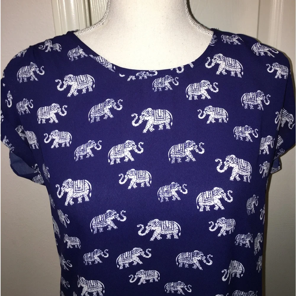 Pink Rose Elephant Print Top - Picture 2 of 10